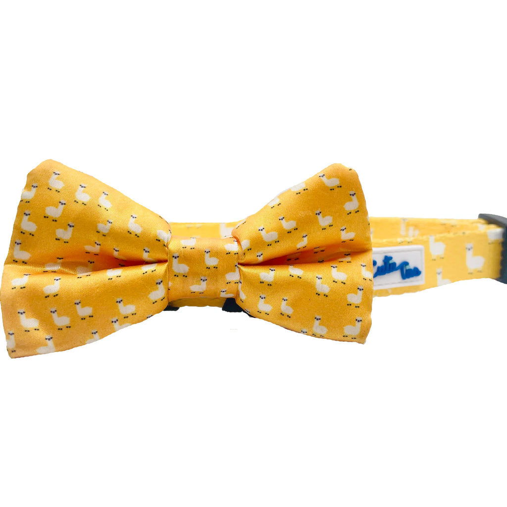 Various Fun Designs Dog Bow Tie - Cutie Ties llama yellow