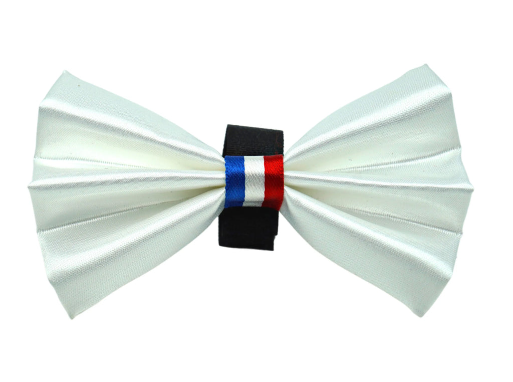 Wedding Satin Bow Tie Americano for Dogs - Pets Ribbons white