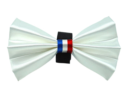 Wedding Satin Bow Tie Americano for Dogs - Pets Ribbons white