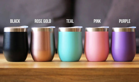 "Wine Lover Dog Mother" Insulated Wine Tumbler with Sliding Lid - Bevvee all colors