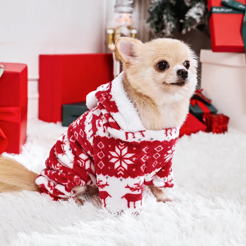 Winter-Themed_Fleece_Dog_Jumpsuit_dog_showing_front_of_jacket