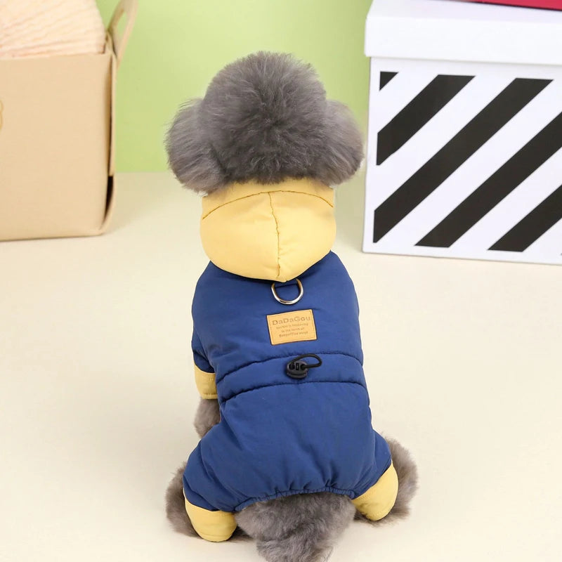Winter_Windproof_Dog_Jumpsuit_rear view dog in blue