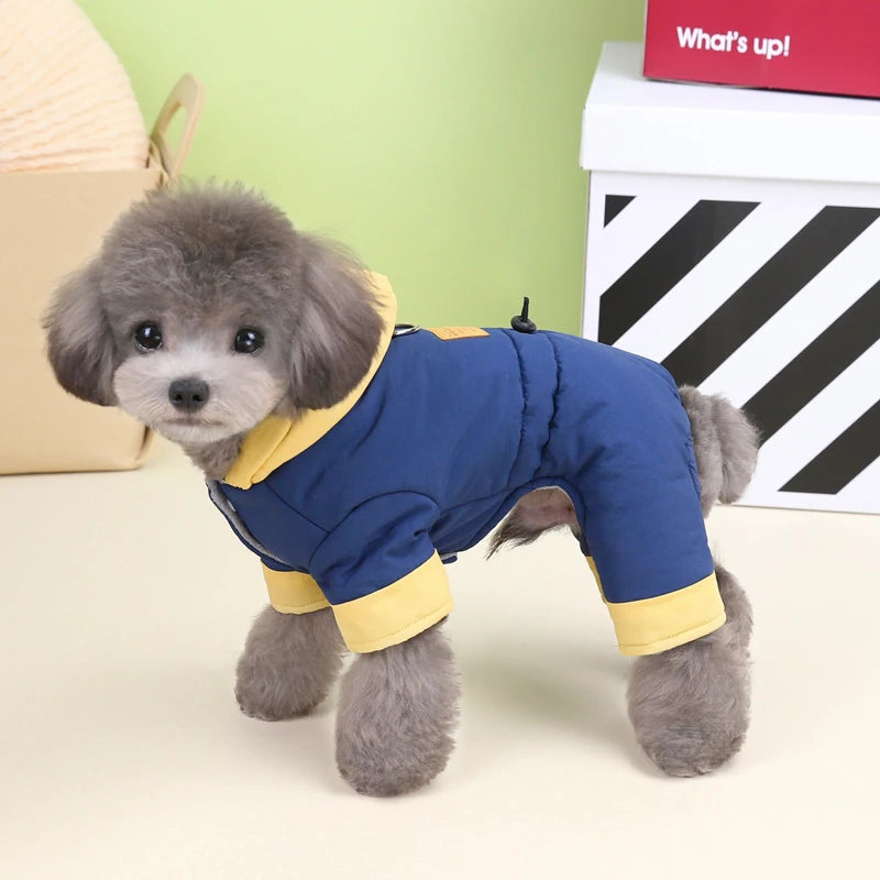 Winter_Windproof_Dog_Jumpsuit_side view dog in blue