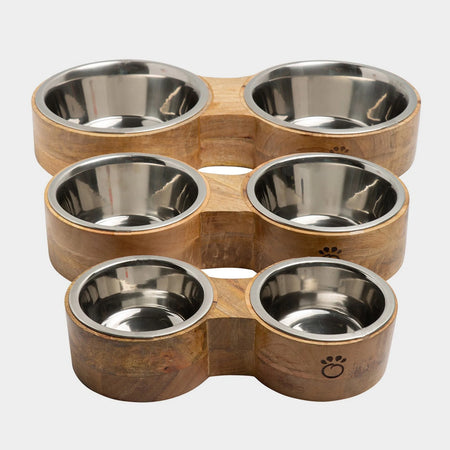 Wood & Metal Double Diner Feeder for Dogs - GF Pet  3 sizes