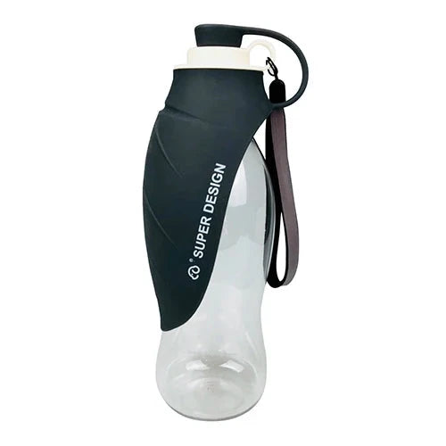 Portable Pet Dog Water Bottle - 580ml Travel Dispenser with Soft Silicone Leaf Design BLACK / 580 ml - Dog Store Online