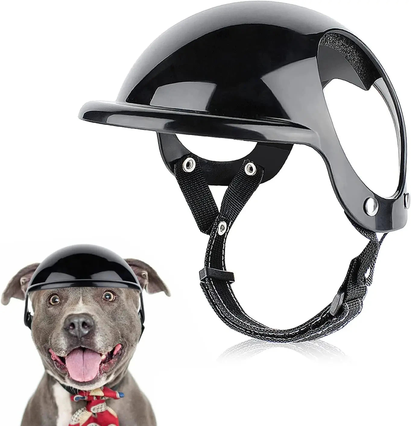 Protective Small Dog Helmet with Ear Holes - Multi-Sport Hard Hat for Motorcycle Rides & Outdoor Adventures BLACK / L - Dog Store Online