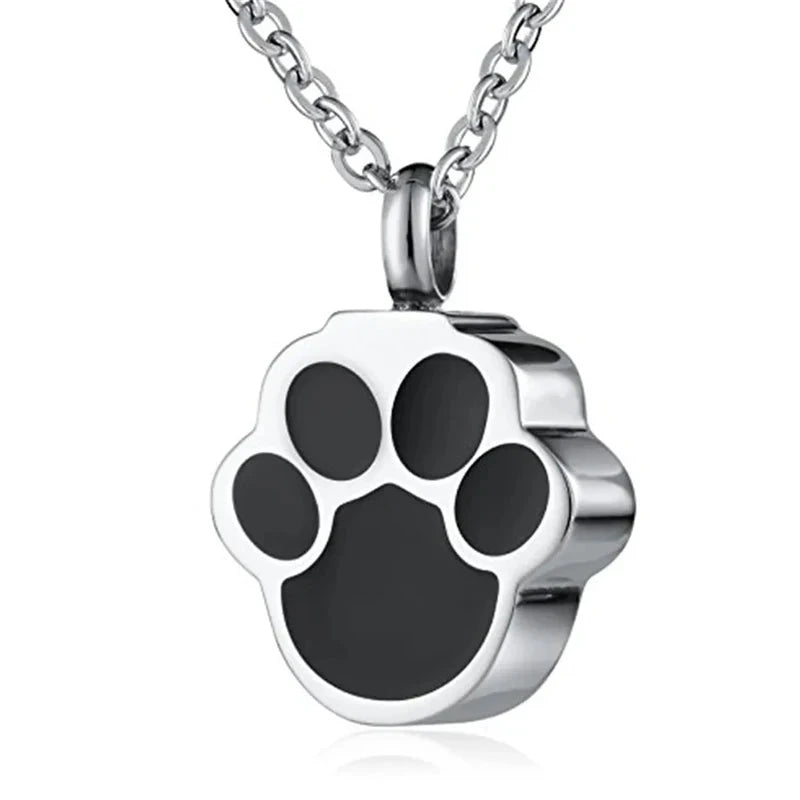 Dog Paw Print Cremation Jewelry - Wearable Urn Necklace Keepsake Memorial Pendant for Ashes Silver - Dog Store Online