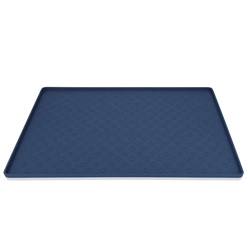 Waterproof Silicone Dog Food Bowl Placemat – Non-Slip, Easy-Clean Feeding Mat DARK BLUE / 46X30CM - Dog Store Online