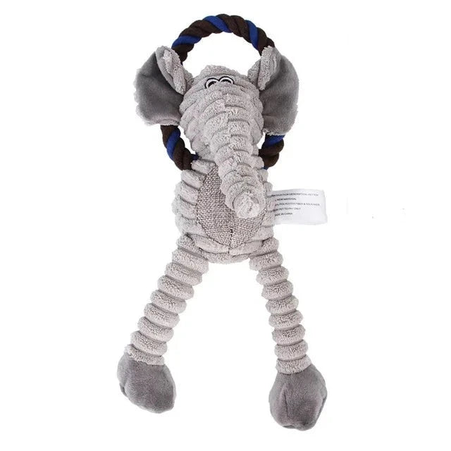 Charming Chums Plush Dog Toys - Durable Squeaky Chewables in Lion, Elephant, and Monkey Shapes ELEPHANT - Dog Store Online