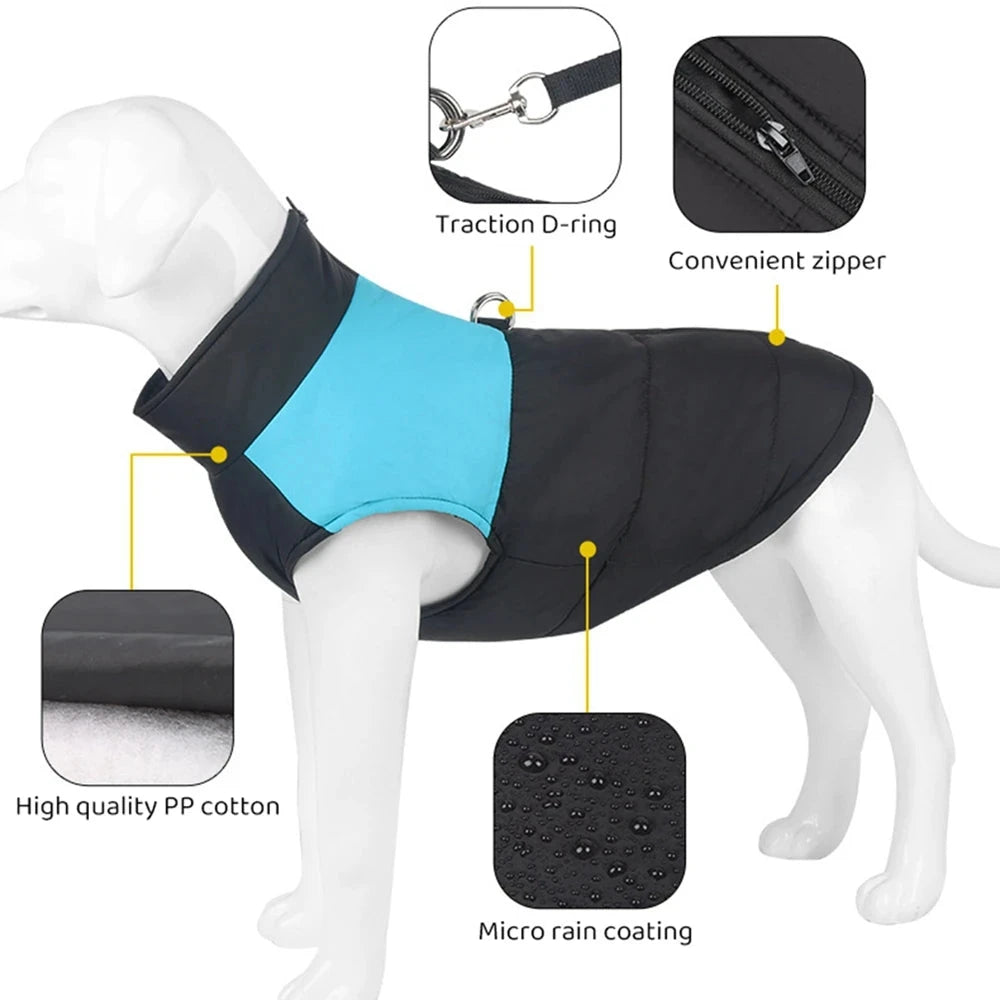 Waterproof Winter Warm Dog Vest - Cozy Padded Jacket with Zipper for Small, Medium, and Large Dogs - Dog Store Online