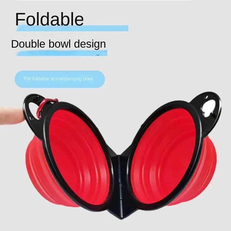 2-in-1 Foldable Dual Bowl: Ultimate Portable Feeding & Drinking Solution for Your Dog's Outdoor Adventures - Dog Store Online