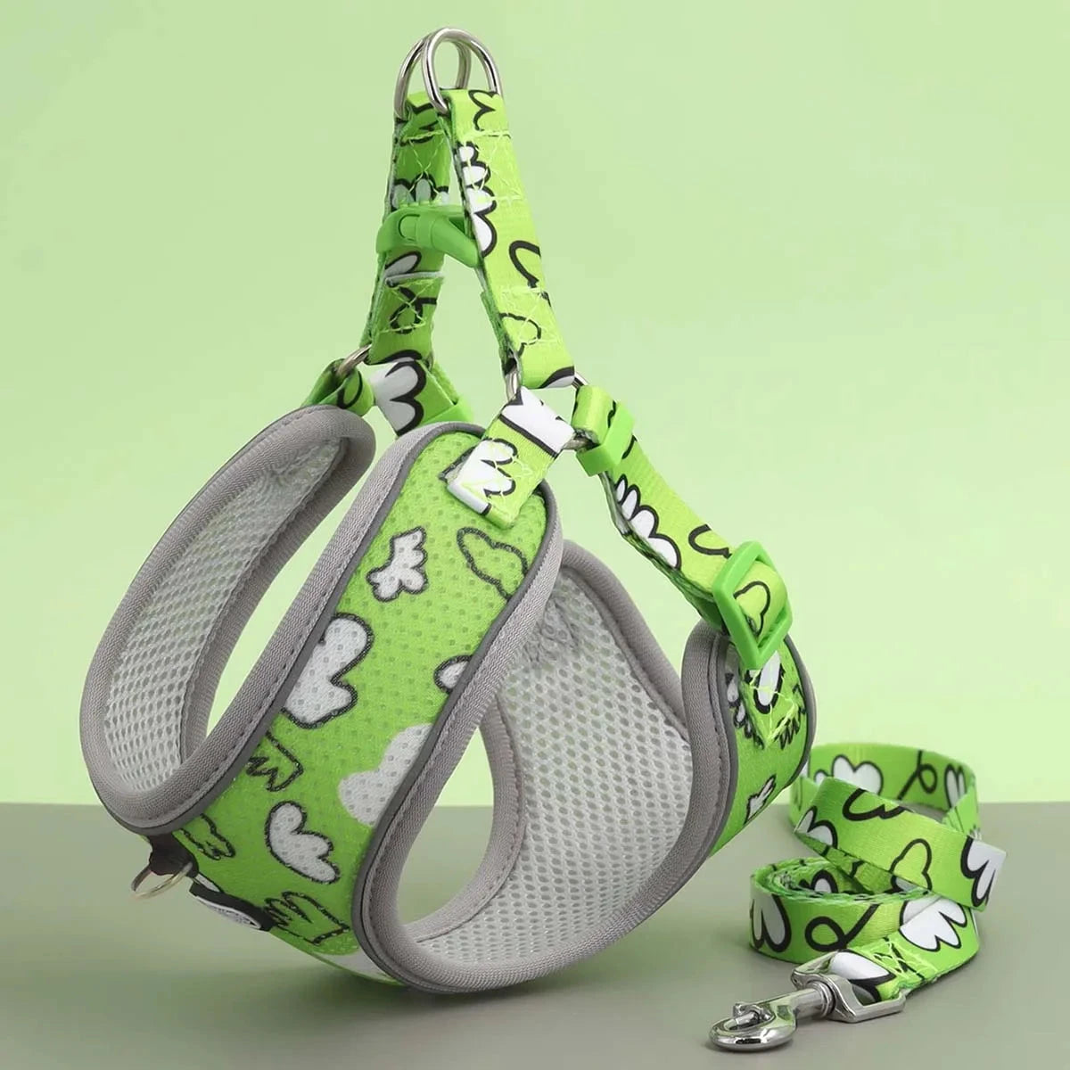 Comfort Adjustable Dog Harness and Leash Set - Secure & Escape-Proof - Perfect for Small to Medium Dogs GREEN / S - Dog Store Online