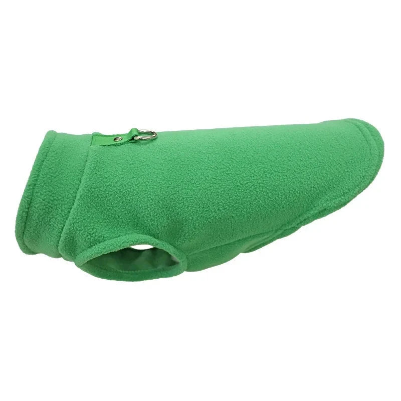 Cozy Fleece Dog Jacket with D-Ring - Ultimate Warmth for Small Dogs Green / XL - Dog Store Online