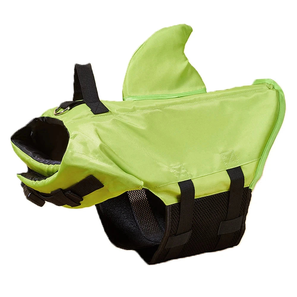 Shark Fin Delight Dog Life Jacket - Enhanced Buoyancy & Safety Vest with Rescue Handle in Vibrant Green, Orange, or Blue GREEN / XXL - Dog Store Online