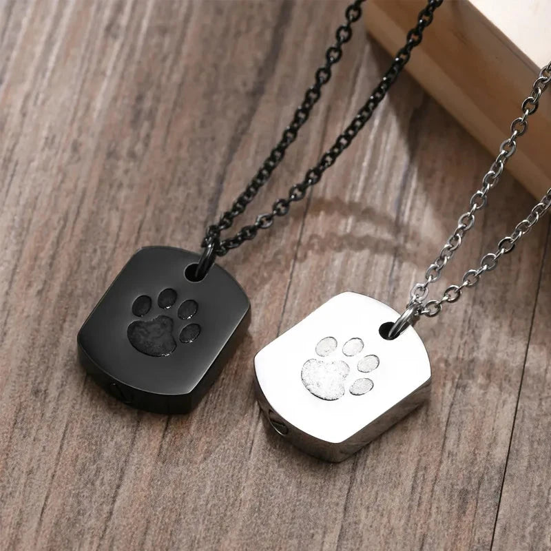 Paw Print Cremation Necklace - Keepsake Ashes Pendant for Pet Memorial - Dog Store Online