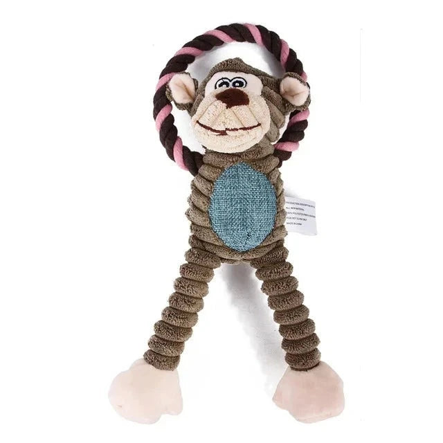 Charming Chums Plush Dog Toys - Durable Squeaky Chewables in Lion, Elephant, and Monkey Shapes MONKEY - Dog Store Online