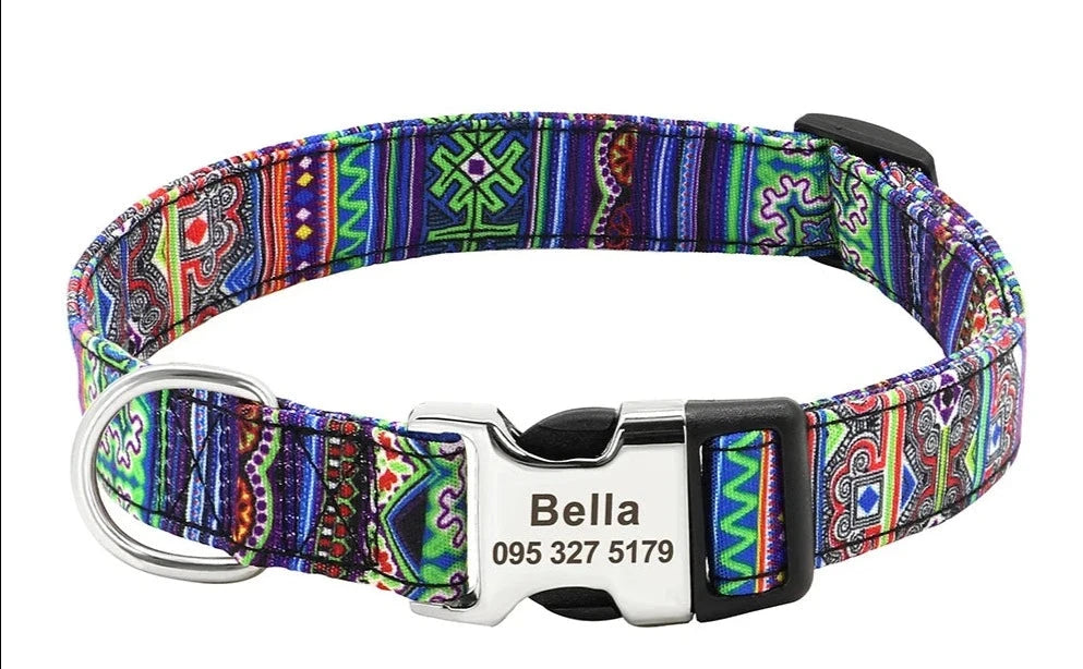 Personalized Printed Nylon Dog Collar - Custom Engraved ID for Small, Medium, and Large Dogs OPTION 1 / S - Dog Store Online