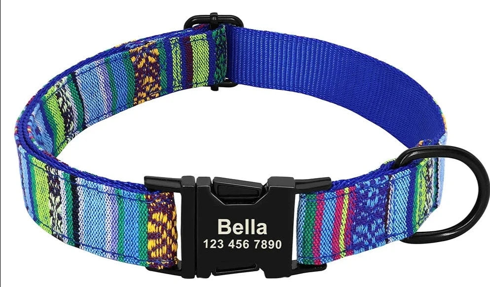 Personalized Printed Nylon Dog Collar - Custom Engraved ID for Small, Medium, and Large Dogs OPTION 2 / S - Dog Store Online