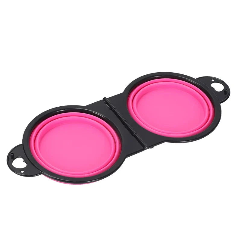 2-in-1 Foldable Dual Bowl: Ultimate Portable Feeding & Drinking Solution for Your Dog's Outdoor Adventures PINK - Dog Store Online