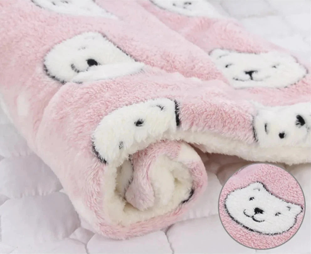 CozyPaws Soft Fleece Winter Dog Blanket – Ultimate Warmth & Comfort for Your Pet PINK BEAR HEAD / XXXL - Dog Store Online