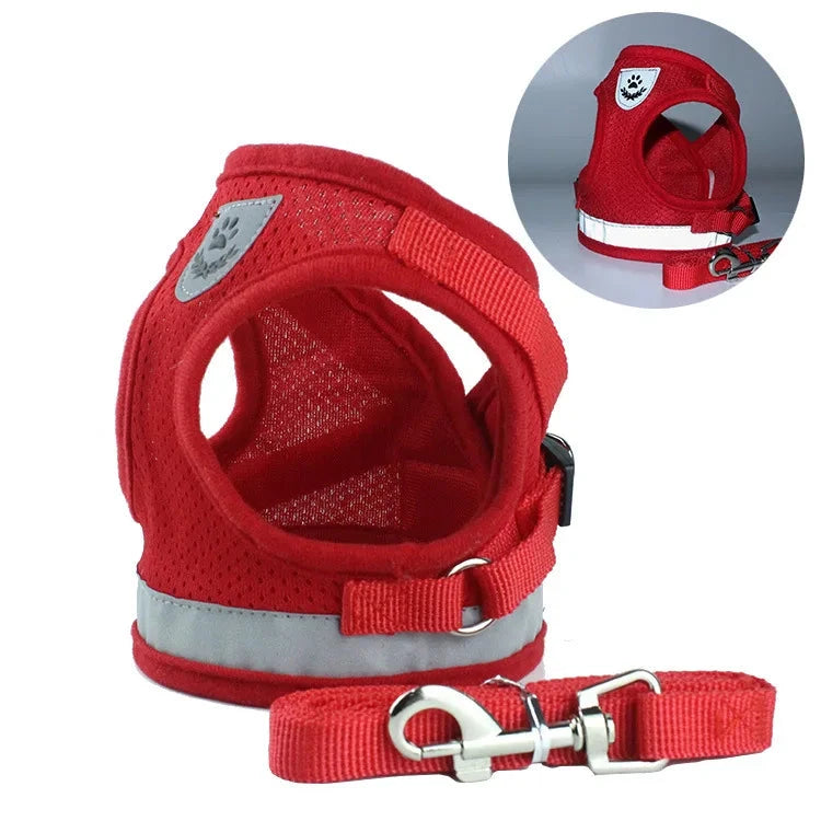 Reflective Safety Dog Harness and Leash Set – Durable Vest with Reflective Straps for Small to Medium Dogs RED / L - Dog Store Online