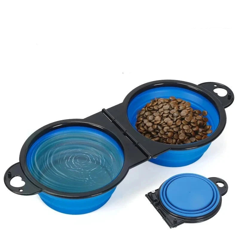 2-in-1 Foldable Dual Bowl: Ultimate Portable Feeding & Drinking Solution for Your Dog's Outdoor Adventures - Dog Store Online