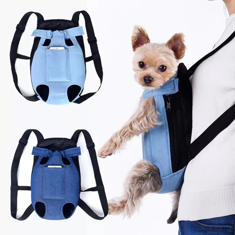 Chic Denim Pet Backpack: Stylish & Comfortable Carrier for Small Dogs - Dog Store Online