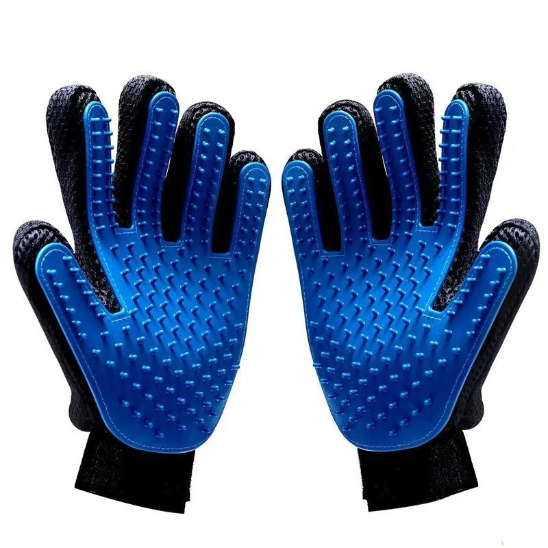 GentleTouch Grooming Glove: Effortless Pet Hair Deshedding & Massage BLUE / Left Hand - Dog Store Online