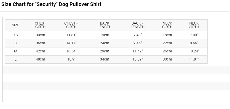 sizing chart 